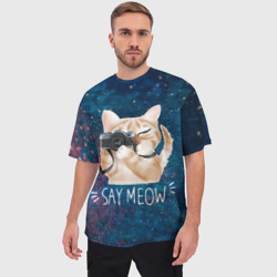 Мужская футболка oversize 3D Say Meow - фото 2