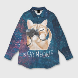 Мужская рубашка oversize 3D Say Meow