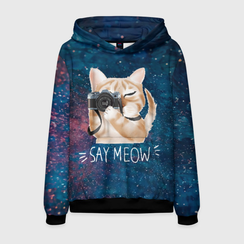 Мужская толстовка 3D Say Meow, цвет черный