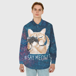 Мужская рубашка oversize 3D Say Meow - фото 2