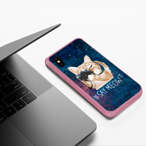 Чехол для iPhone XS Max матовый Say Meow, цвет малиновый - фото 5