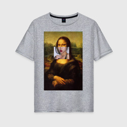 Мона Лиза – Женская футболка хлопок Oversize с принтом купить со скидкой в -16%