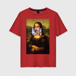 Женская футболка хлопок Oversize Мона Лиза