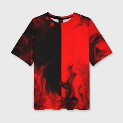 Black red fire – Женская футболка oversize 3D с принтом купить со скидкой в -50%