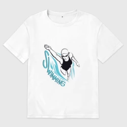 Женская футболка хлопок Oversize Swimming