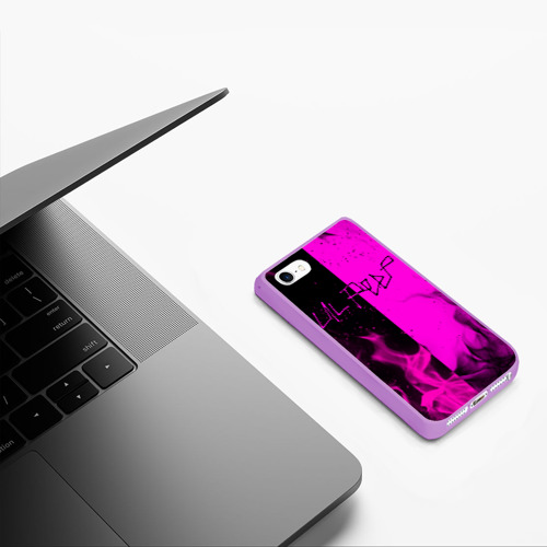 Чехол для iPhone 5/5S матовый LIL PEEP, цвет сиреневый - фото 5