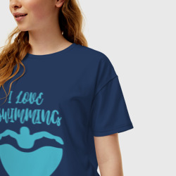 Женская футболка хлопок Oversize I love swimming - фото 2