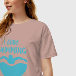 Женская футболка хлопок Oversize I love swimming - фото 2