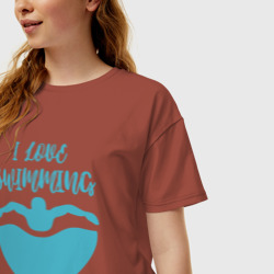 Женская футболка хлопок Oversize I love swimming - фото 2