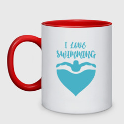 Кружка двухцветная I love swimming