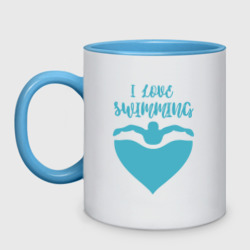 Кружка двухцветная I love swimming