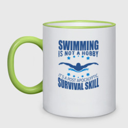 Кружка двухцветная Swimming is not a hobby