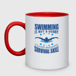 Кружка двухцветная Swimming is not a hobby