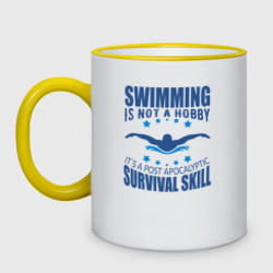 Кружка двухцветная Swimming is not a hobby