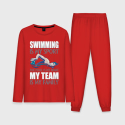 Мужская пижама с лонгсливом хлопок Swimming is my sport