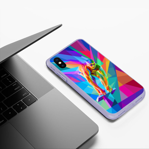 Чехол для iPhone XS Max матовый Пловец, цвет светло-сиреневый - фото 5