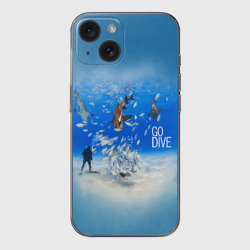 Чехол для iPhone 15 силиконовый с защитой камеры Go Dive