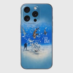 Чехол для iPhone 15 Pro Max силиконовый с защитой камеры Go Dive