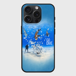 Чехол силиконовый для Apple iPhone 15 Pro матовый Go Dive