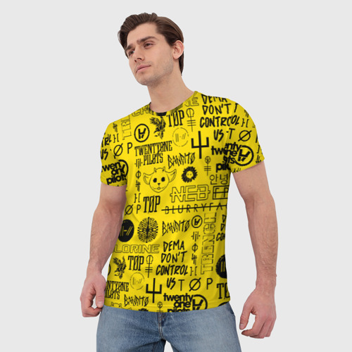 Мужская футболка 3D с принтом Twenty One pilots, фото на моделе #1