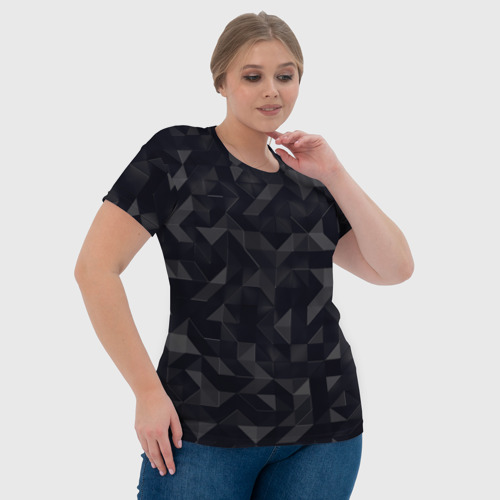 Женская футболка 3D с принтом Черный строгий стиль, фото #4