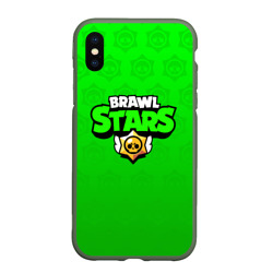 Чехол для iPhone XS Max матовый Brawl Stars Leon капюшон