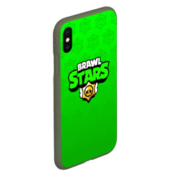 Чехол для iPhone XS Max матовый Brawl Stars Leon капюшон - фото 2