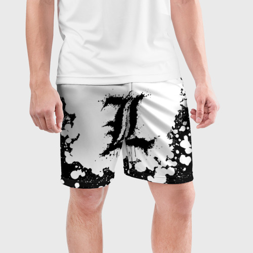 Мужские шорты спортивные L letter snow, цвет 3D печать - фото 3
