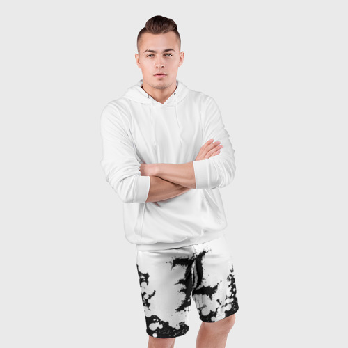 Мужские шорты спортивные L letter snow, цвет 3D печать - фото 5