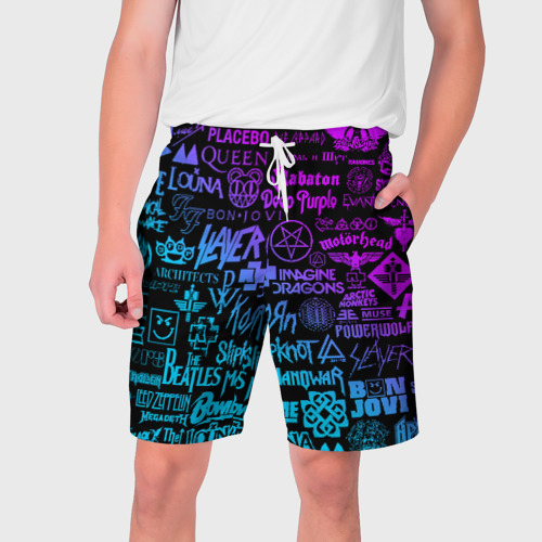 Мужские шорты 3D Логотипы рок групп, цвет 3D печать