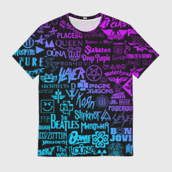 Мужская футболка 3D Логотипы рок групп