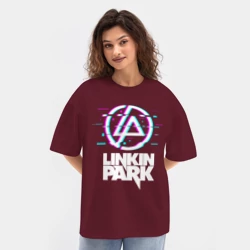 Женская футболка Oversize хлопок texturе Linkin Park - фото 2