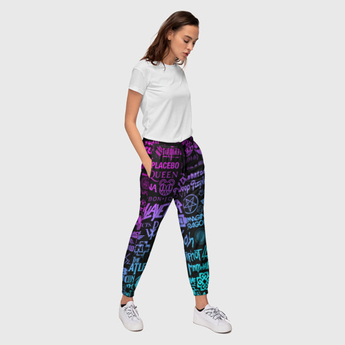 Женские брюки 3D Логотипы рок групп, цвет 3D печать - фото 5