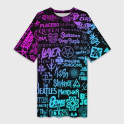 Платье-футболка 3D Логотипы рок групп