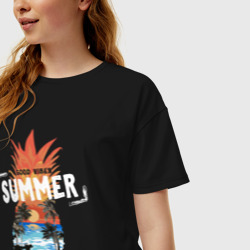 Женская футболка хлопок Oversize Summer good vibes a pineapple - фото 2