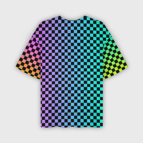 Мужская футболка oversize 3D Checkerboard Color, цвет 3D печать - фото 2