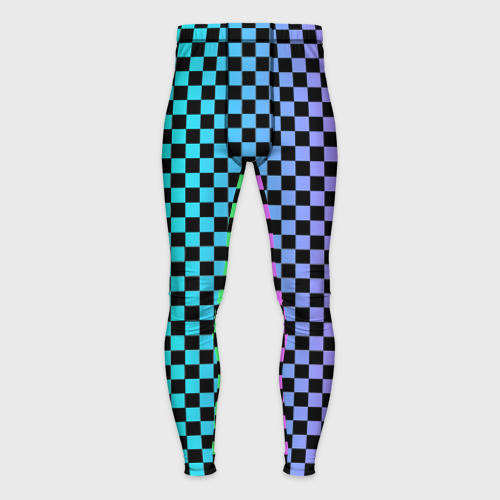 Мужские тайтсы 3D с принтом Checkerboard Color, вид спереди #2
