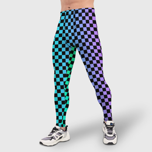 Мужские тайтсы 3D с принтом Checkerboard Color, фото на моделе #1
