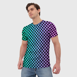 Мужская футболка 3D Checkerboard Color - фото 2