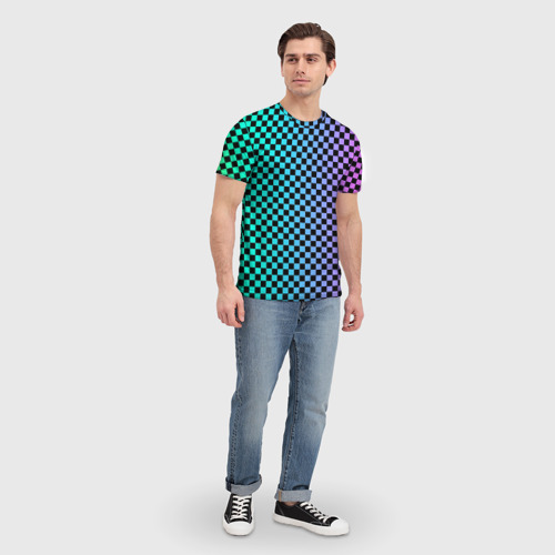 Мужская футболка 3D Checkerboard Color, цвет 3D печать - фото 5