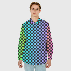 Мужская рубашка oversize 3D Checkerboard Color - фото 2