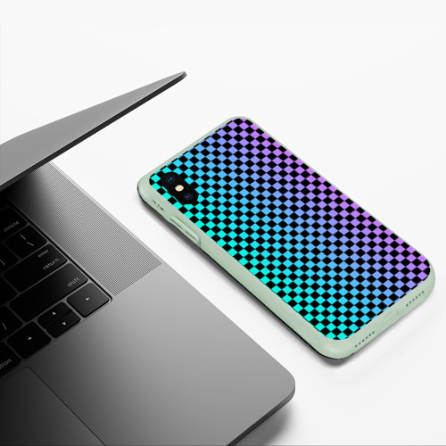 Чехол для iPhone XS Max матовый Checkerboard Color, цвет салатовый - фото 5