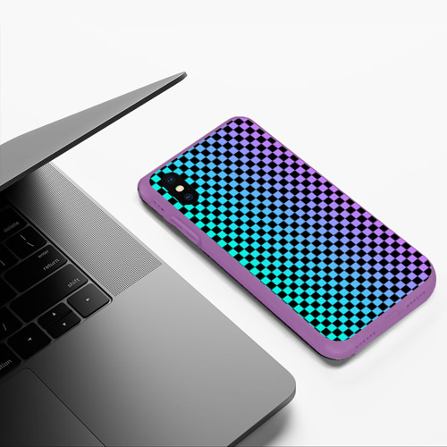 Чехол для iPhone XS Max матовый Checkerboard Color, цвет фиолетовый - фото 5