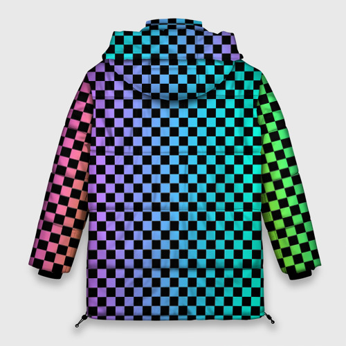 Женская зимняя куртка 3D с принтом Checkerboard Color, вид сзади #1