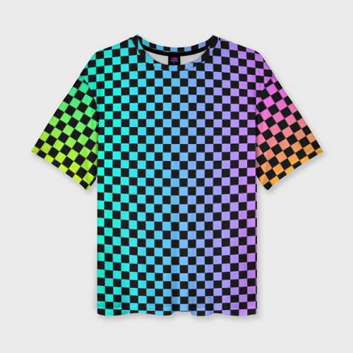 Женская футболка oversize 3D Checkerboard Color, цвет 3D печать