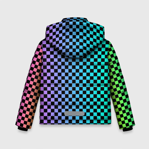Зимняя куртка для мальчиков 3D с принтом Checkerboard Color, вид сзади #1