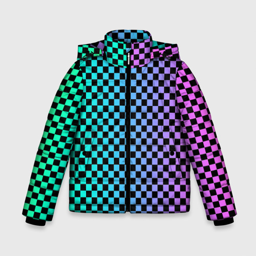 Зимняя куртка для мальчиков 3D с принтом Checkerboard Color, вид спереди #2
