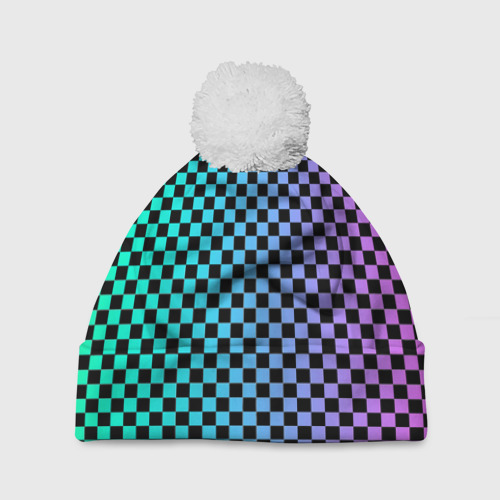 Шапка 3D c помпоном Checkerboard Color, цвет 3D печать