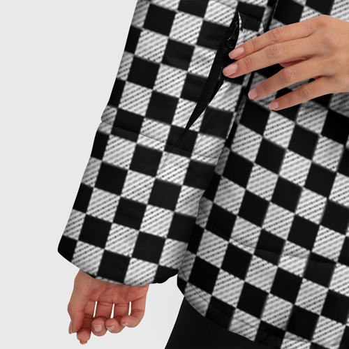 Женская зимняя куртка Oversize Checkerboard Color, цвет черный - фото 6