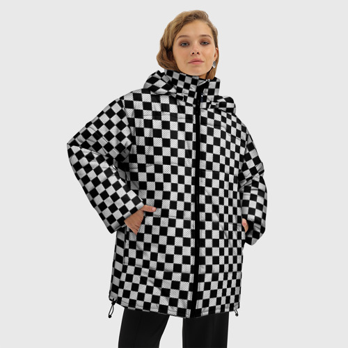 Женская зимняя куртка Oversize Checkerboard Color, цвет черный - фото 3